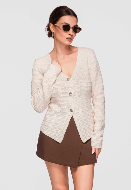 Cardigan din amestec de viscoza LARICA OW-SWCD-0100, Bej