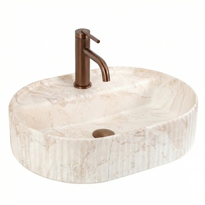 Rea lavoar de blat Marcela 50 Saturn, Ceramica sanitara, Bej, 50x36x13, 5cm