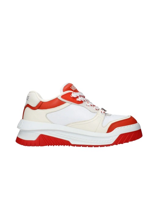 Sneakers Versace din piele naturala F82536, Rosu/Alb