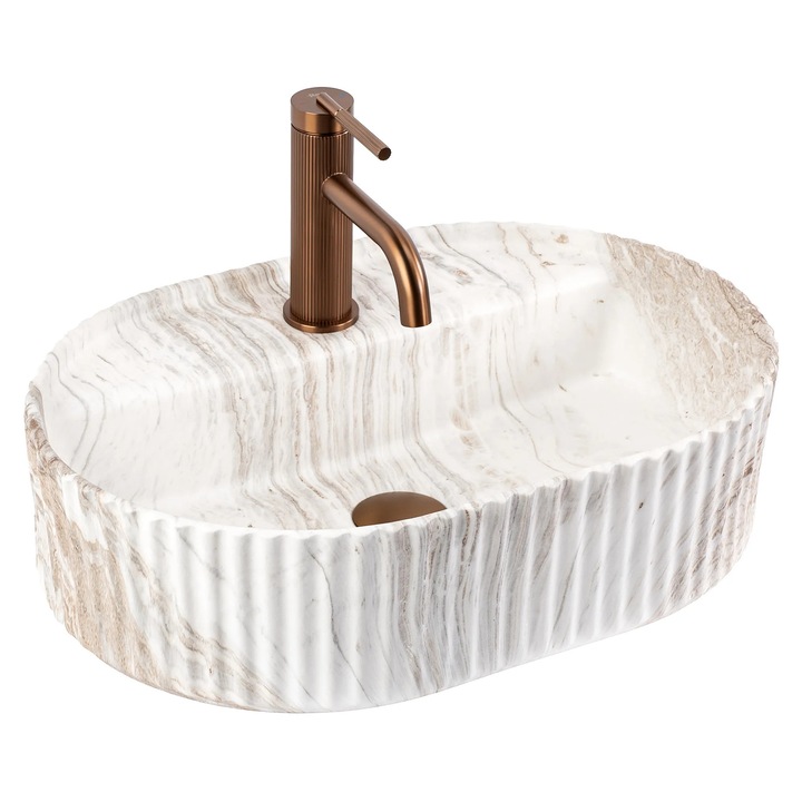 Rea lavoar de blat Marcela 50 Kallisto, Ceramica sanitara, Bej, 50x36x13, 5cm