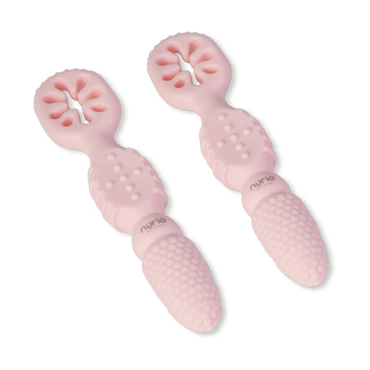 Lingurita de antrenament din silicon pentru bebelusi Nurio, Roz
