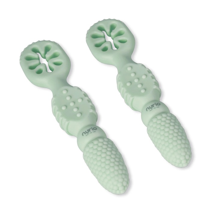 Lingurita de antrenament din silicon pentru bebelusi Nurio, Verde
