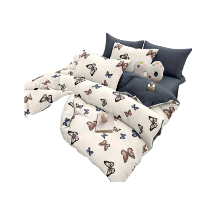 Ágynemű, 2 személyes, 6 részes, 220x240 cm, levélmintás