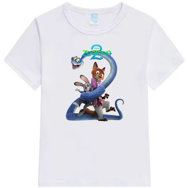 Tricou personalizat copii zootopia 2 zootropolis 2, alb, L, 5-6 ani