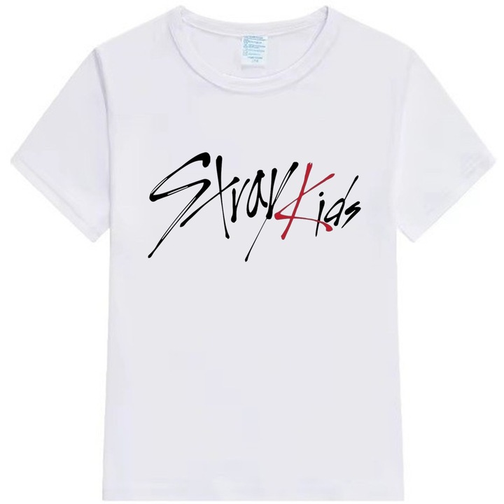 Tricou personalizat copii stray kids logo kpop, alb, XXXL, 9-11 ani