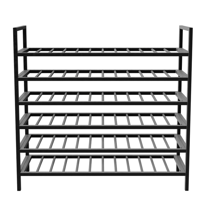 MetaloPro Jerez Suport Sticle Vin 72 Sticle, Raft Vinuri Metalic Pivnita Bucatarie Bar Restaurant, Design Modern Industrial, 95×100×30 cm, Negru Mat