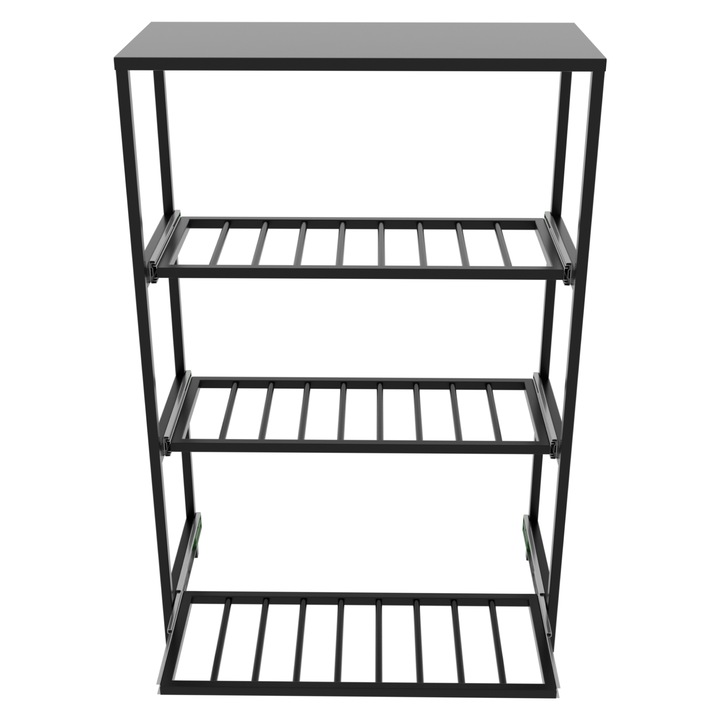 MetaloPro Calabria – Suport Metalic de Vinuri cu Rafturi Extensibile, pentru Bucatarie sau Pivnita – 120x80x30 cm Negru