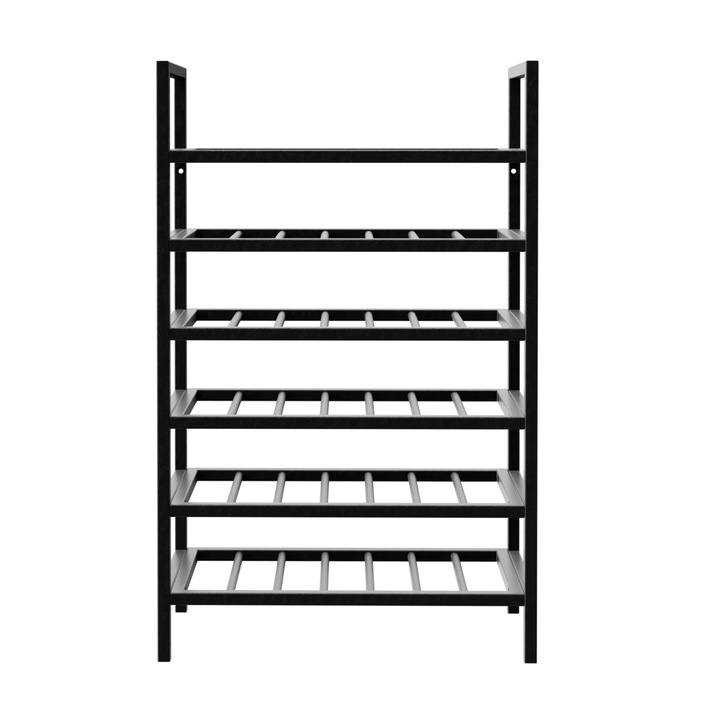 MetaloPro Jerez Suport Sticle Vin 42 Sticle, Raft Metalic Robust 95x60x30 cm, Montaj Simplu Pentru Bucatarie, Pivnita, Bar, Negru