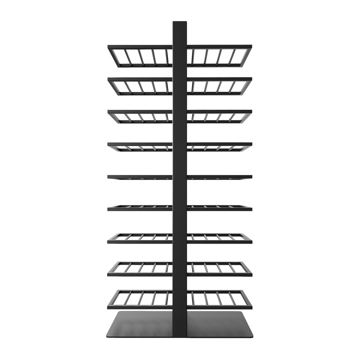 MetaloPro Corse Raft Vinuri Metalic pentru 90 Sticle, Design Industrial Robust, Ideal Bucatarie, Pivnita, Bar, Restaurant, 170x80x30 cm, Negru Mat