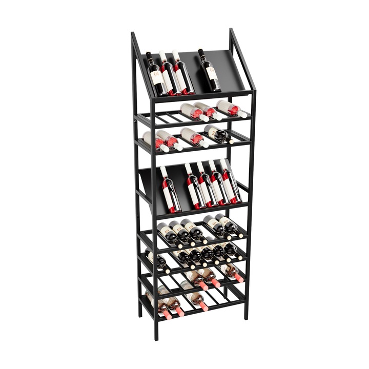 MetaloPro Rioja Suport Sticle Vin 56 Sticle 170x60x30 cm Metal Negru