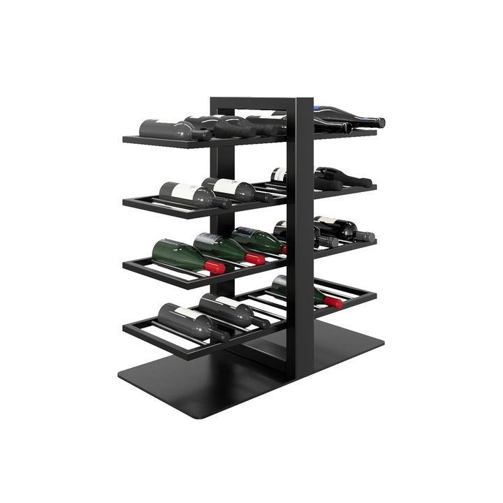 MetaloPro Corse Raft Vinuri 40 Sticle 80x80x30 cm Design Industrial Elegant Metal Negru