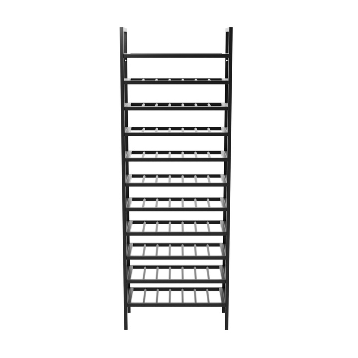 MetaloPro Jerez Rastel Metalic pentru 77 Sticle de Vin, Suport Podea 170x60x30 cm, Depozitare Orizontala, Design Industrial Modern, Negru Mat