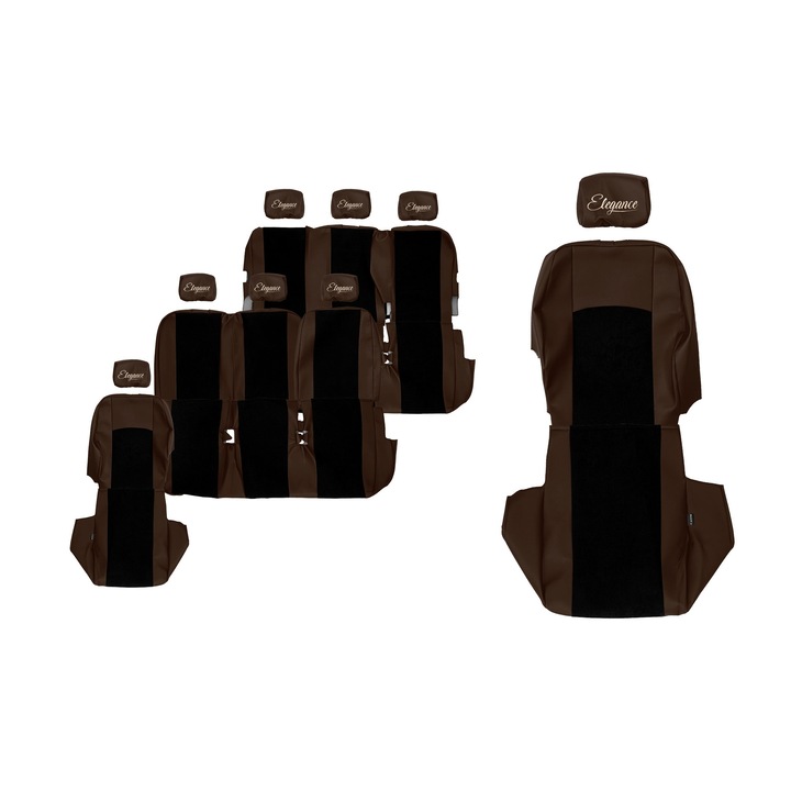 Van Huse scaune, F-CORE, pentru RENAULT TRAFIC II 01.01-02.14, OPEL VIVARO I 01.01-02.14, NISSAN PRIMASTAR 01.01-02.14, 8 locuri, 3 randuri, Scaune 1+1, Maro