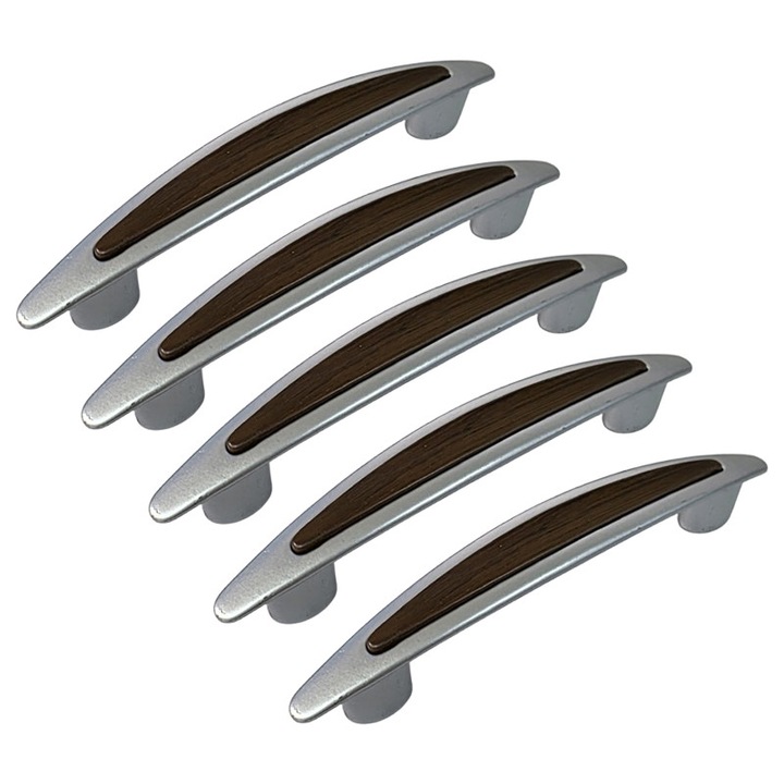 Set 5 Manere din plastic, 2101-07, lungime 130 mm, distanta gauri 96 mm, nuc