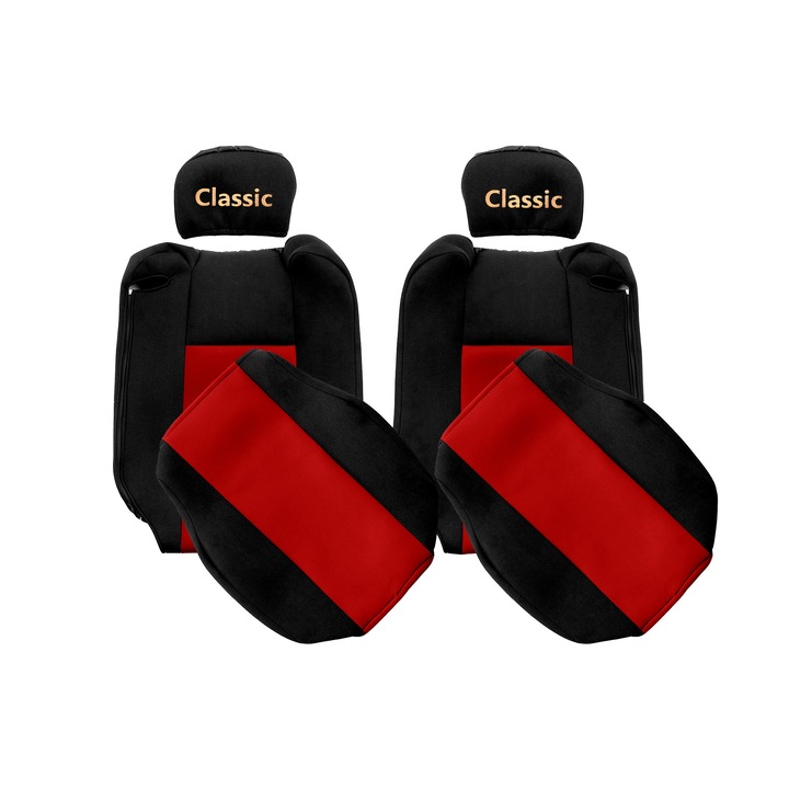 Camion Huse scaune, F-CORE, pentru RENAULT T 01.14-04.21, Sofer reglabil, Pasager reglabil, Rosu