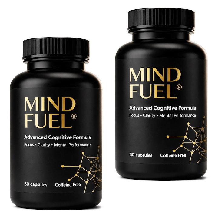 Supliment pentru creier Brain For Life Mind Fuel fara cofeina, concentrare, memorie si energie mentala, cu Lion’s Mane, Alpha GPC, Ashwagandha si vitamine B, 120 capsule (2 x 60 capsule)