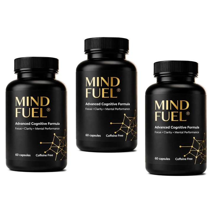 Supliment pentru creier Brain For Life Mind Fuel fara cofeina, focus, memorie si energie mentala, Lion’s Mane, Alpha GPC, Ashwagandha, vitamine B, pachet 3 x 60 capsule (180 capsule)