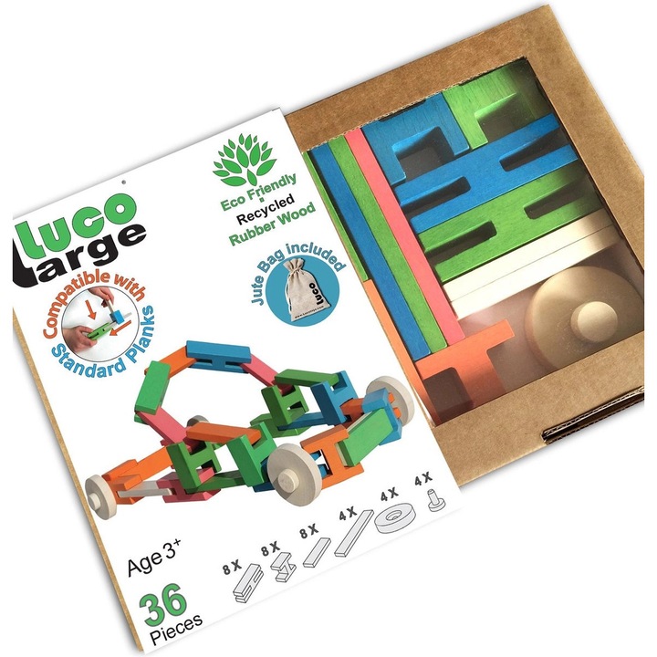 Комплект за Конструиране Eco Luco Голям - 36 Дървени Части