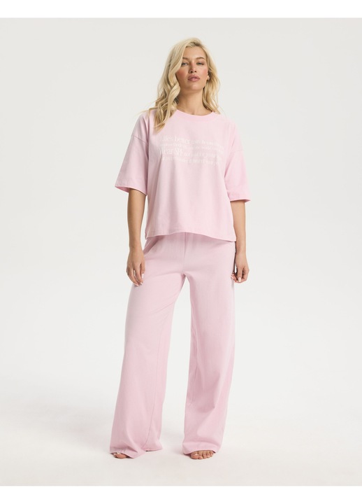 Pijama clasica, dama, Text, Roz, Sleepy Bloovii