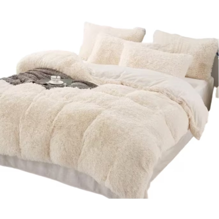 Ágyneműhuzat garnitúra, 2 részes, paplanhuzat 140 x 220 cm, párnahuzat 80 x 80 cm, puha, cipzáras, krémes fehér színű