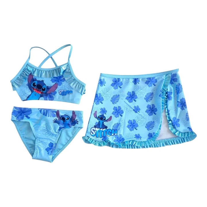 Costum de baie fetite cu model Stitch, Multicolor