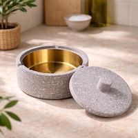 Scrumiera din Ciment Gri cu Capac Ø12.6x7cm