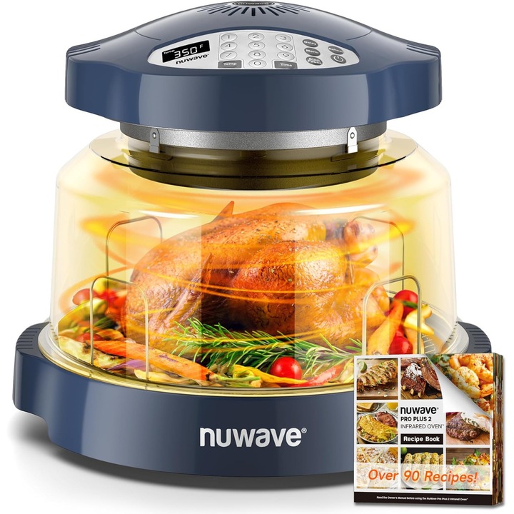 Nuwave Oven Pro Plus Air Fryer Infrarosu & Convectie, Gatire Rapida fara Preincalzire, 4, 5 kg, 100 Presetari, Capacitate Frozen & Fresh