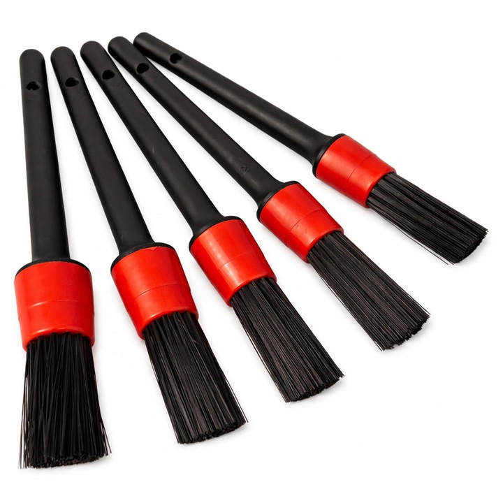 Set perii pentru detailing - curatat interior auto, GEBO TOOLS, 5 piese