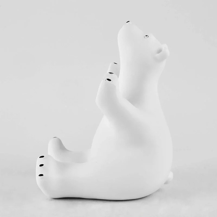 Suport pentru telefon 'White bear' din rasina Alb 16/9cm pentru birou