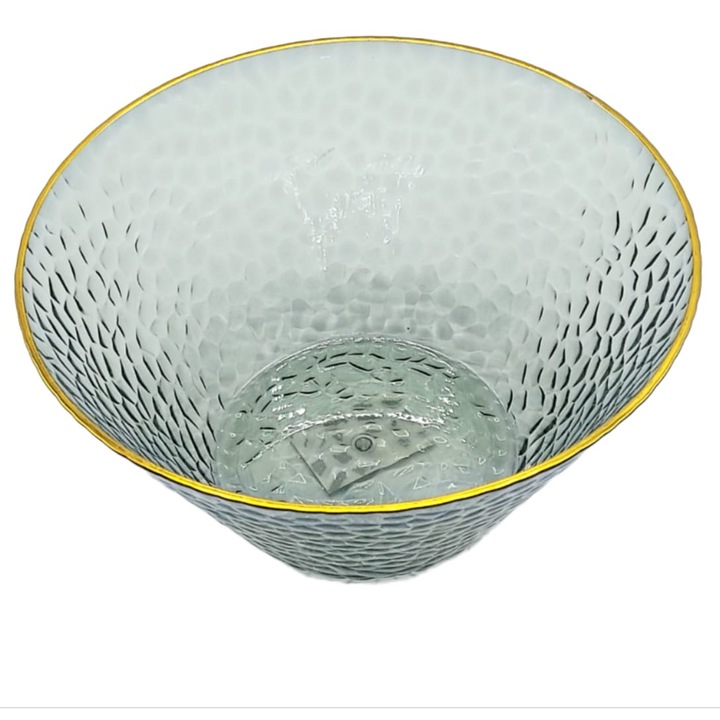 Bol salata plastic fumuriu cu margine aurie 23x23x11, 5cm