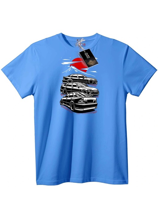 Tricou "Pasiune Auto" și "Apusul Fuji", Albastru deschis