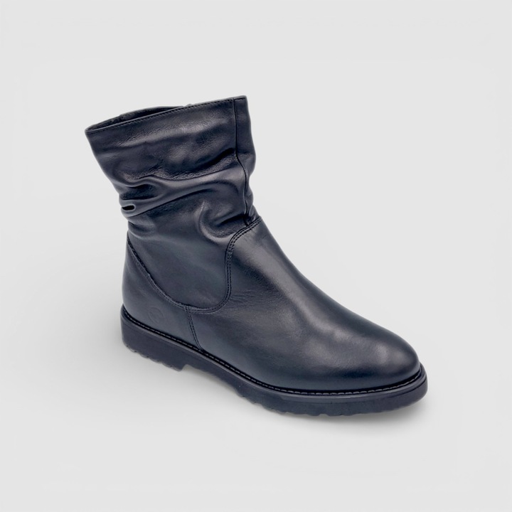 Cizme dama din piele naturala Serena, toc 3, Negru, Negru