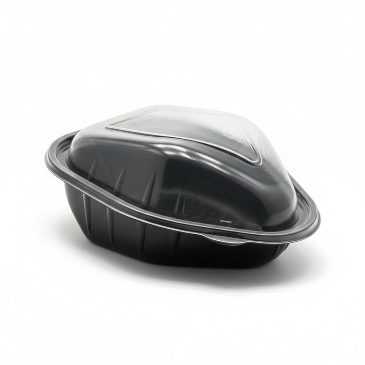 Caserole Pui Rotisat Ovale din Pp (50 buc/set) - Baza Neagra & Capac, lotfi