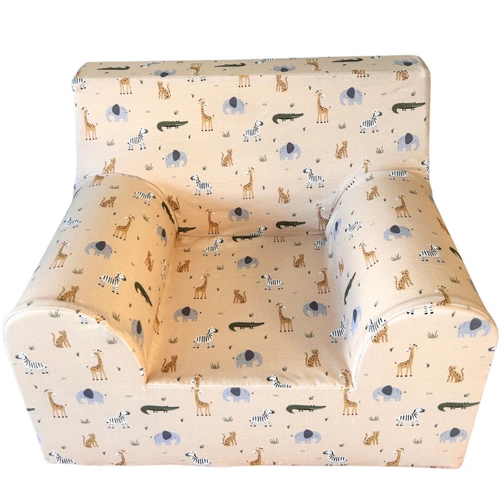 Fotoliu pentru Copii, Bej cu Animale, TWINDECO Beige/Animals