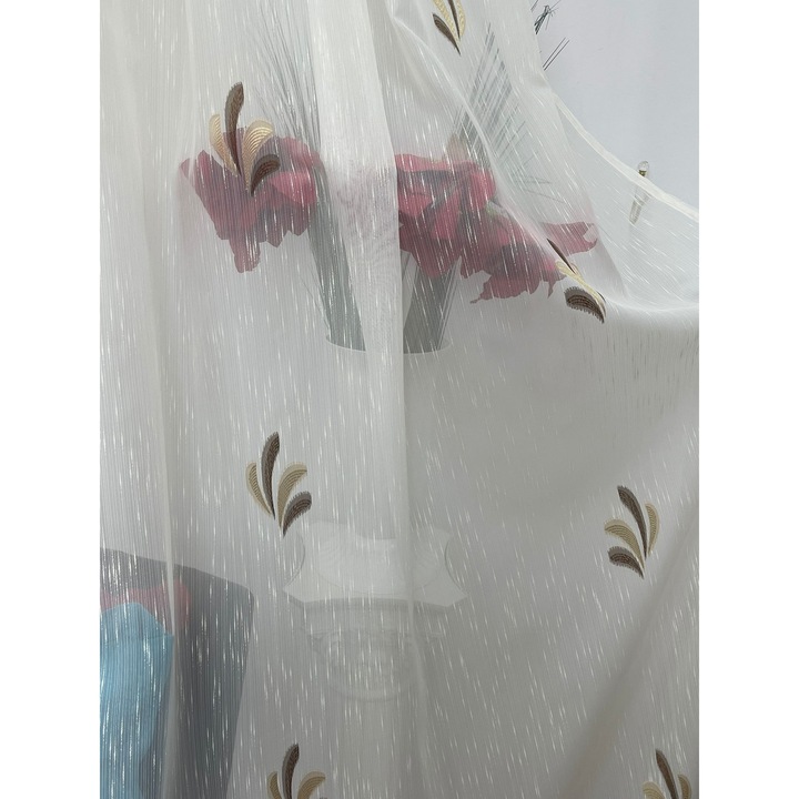 Perdea ivoire cu broderie maro din colectia Doar frunze by Liz Line, cu rejansa, 800x245cm - PD0268