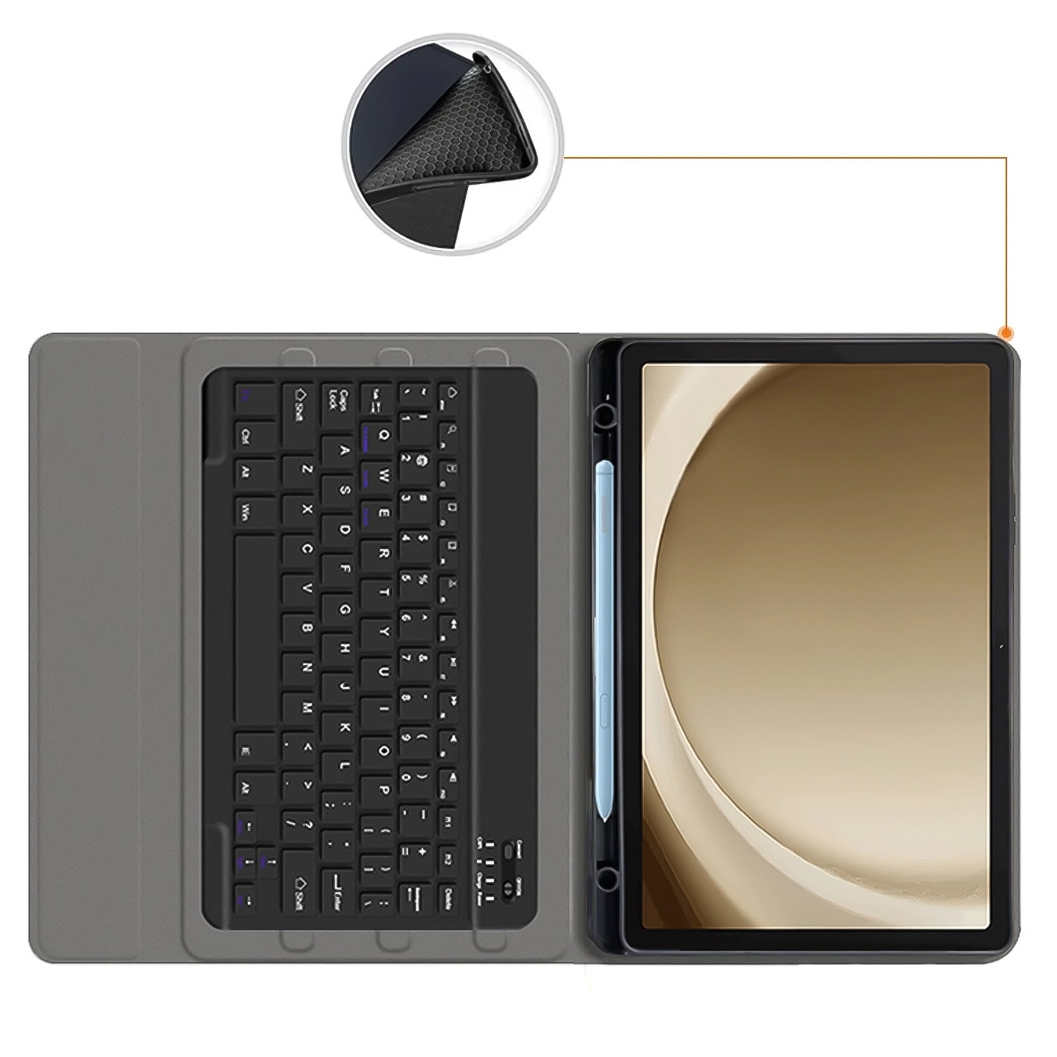 Husa tableta cu tastatura Bluetooth Alogy, compatibila Samsung Galaxy Tab A9+ 2023 11", eco-piele, functie Sleep/Wake Up, negru