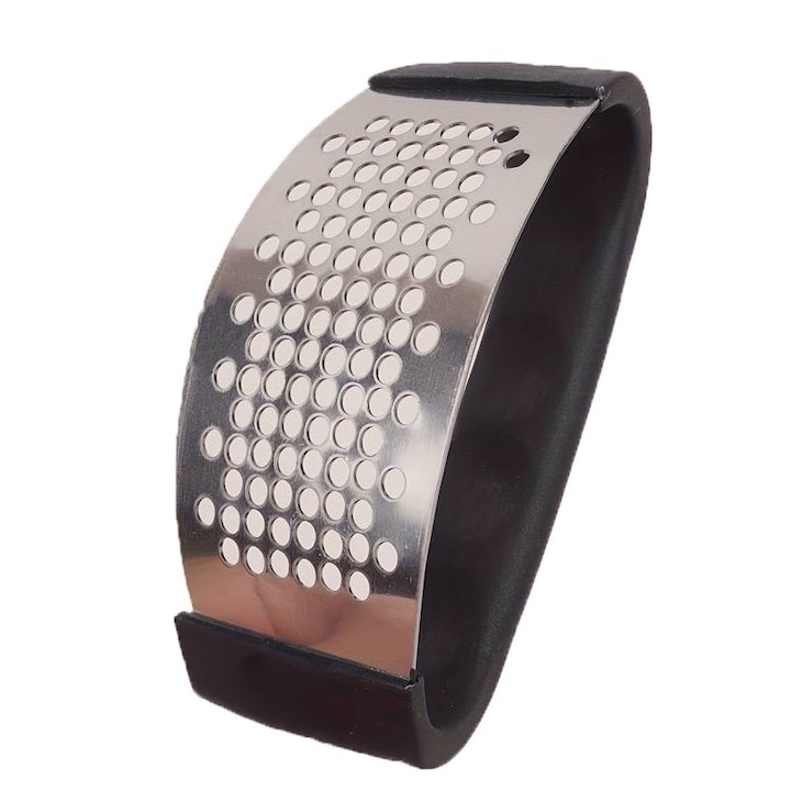 Razatoare pentru usturoi, otel inoxidabil si maner din plastic, 7 x 10.5 x 6 cm, negru