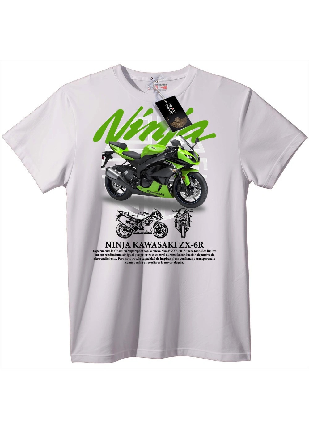 Tricou Ninja Kawasaki ZX-6R, Alb, XS - eMAG.ro