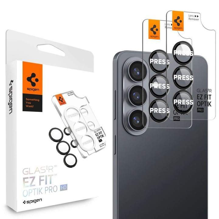 Folie Camera pentru Samsung Galaxy S26 Plus (set 2) - Spigen Glas.tR Optik EZ Fit Pro HD - Black