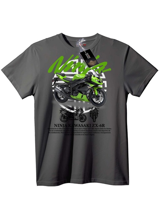 Tricou Ninja Kawasaki ZX-6R, Gri