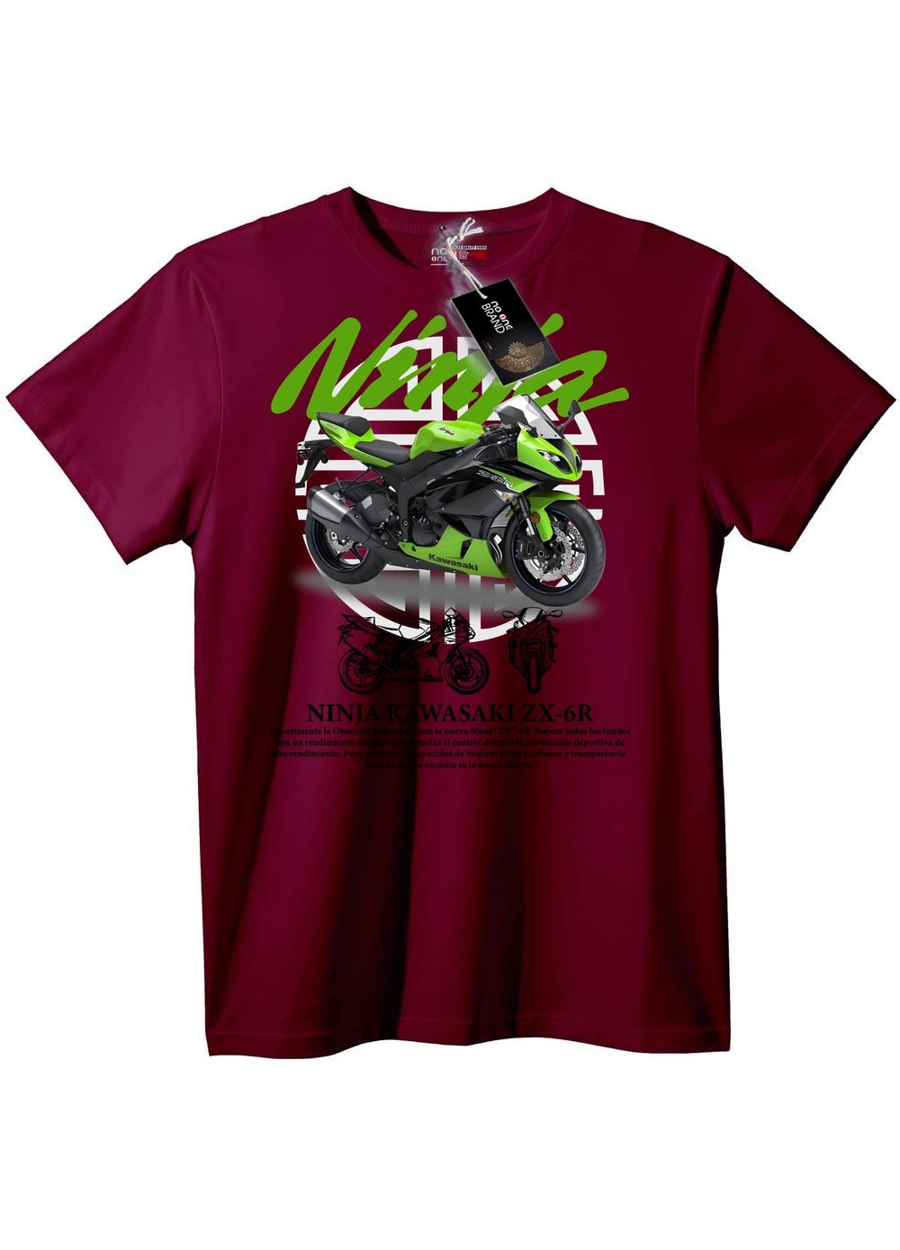 Tricou Ninja Kawasaki ZX-6R, Bordeaux, L - eMAG.ro