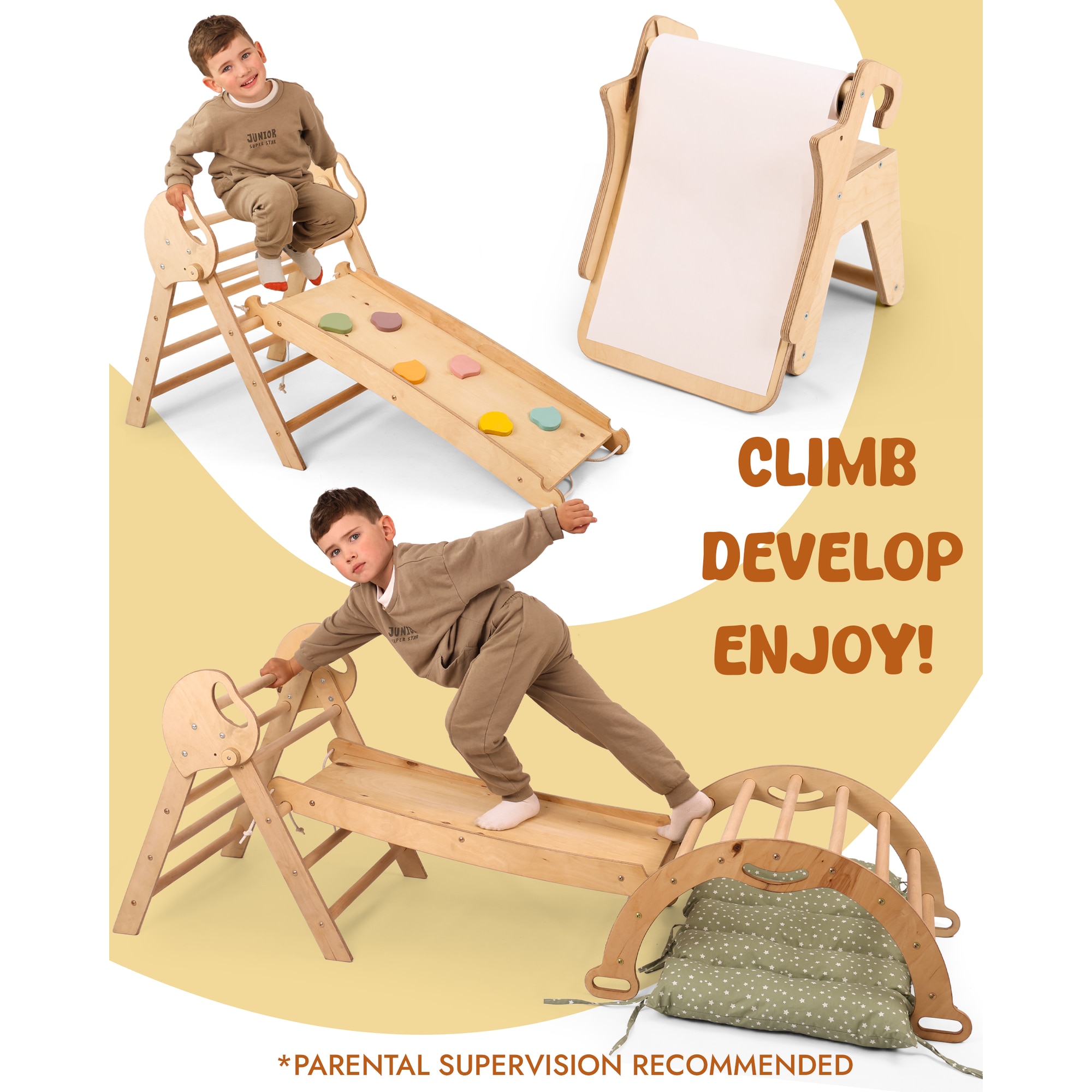 Set de structuri de catarare Montessori 5-in-1: triunghi de catarare ...
