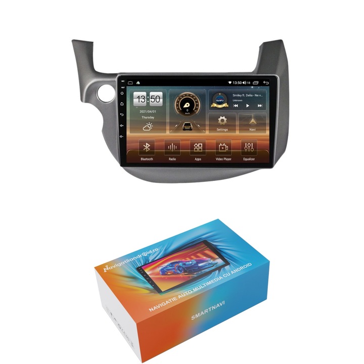 Navigatie SmartNavi cu Android Honda Jazz III 2007 - 2013, 4GB RAM, Radio GPS Dual Zone, Display HD QLED 10", Carplay si Android Auto, Wi-Fi si slot SIM 4G, Bluetooth, MirrorLink, USB