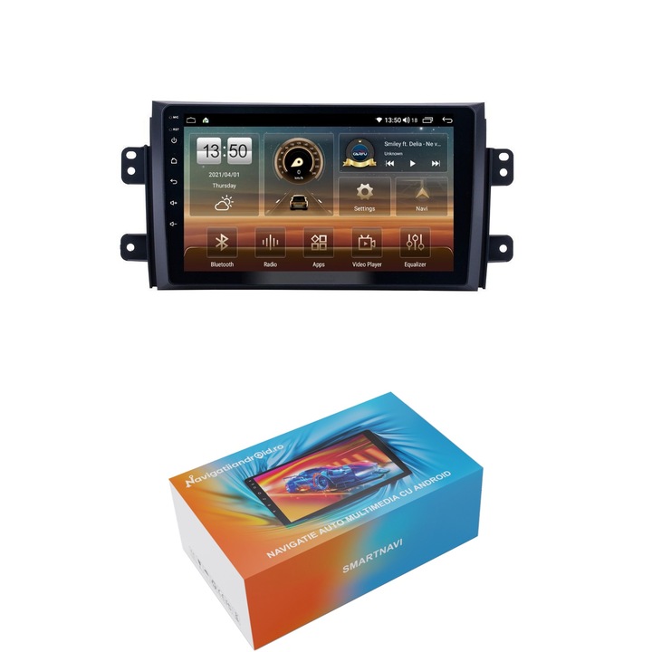 Navigatie SmartNavi cu Android Fiat Sedici 2006 - 2015, 4GB RAM, Radio GPS Dual Zone, Display HD QLED 9", Carplay si Android Auto, Wi-Fi si slot SIM 4G, Bluetooth, MirrorLink, USB