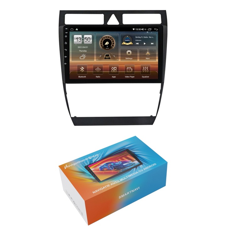 Navigatie SmartNavi cu Android Audi A6 (C5) 1997 - 2005, 4GB RAM, Radio GPS Dual Zone, Display HD QLED 9", Carplay si Android Auto, Wi-Fi si slot SIM 4G, Bluetooth, MirrorLink, USB