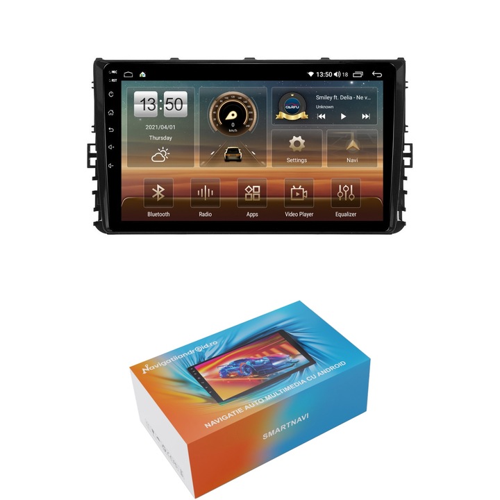 Navigatie SmartNavi cu Android VW T-Roc dupa 2017, 4GB RAM, Radio GPS Dual Zone, Display HD QLED 9", Carplay si Android Auto, Wi-Fi si slot SIM 4G, Bluetooth, MirrorLink, USB