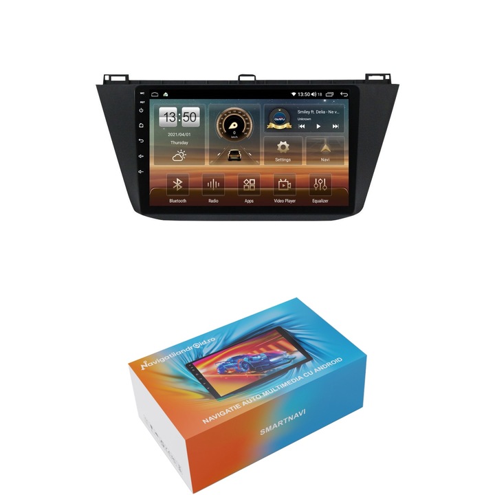 Navigatie SmartNavi cu Android VW Tiguan II dupa 2016, 4GB RAM, Radio GPS Dual Zone, Display HD QLED 10", Carplay si Android Auto, Wi-Fi si slot SIM 4G, Bluetooth, MirrorLink, USB
