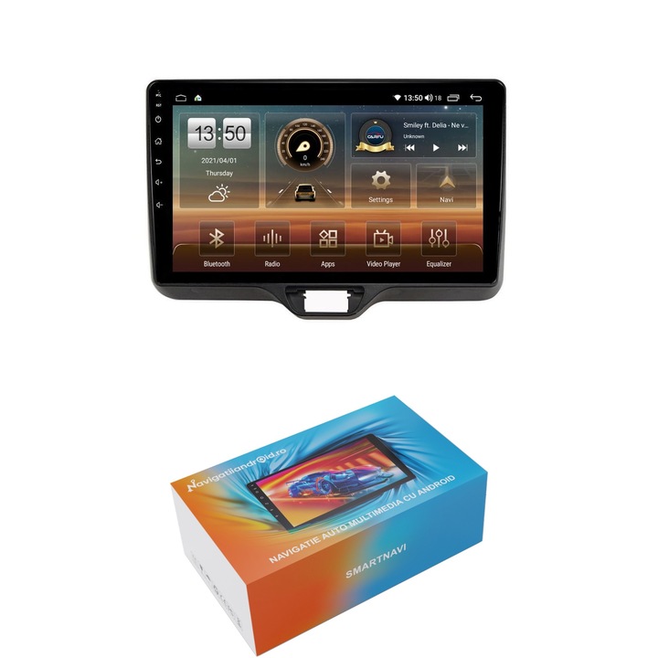 Navigatie SmartNavi cu Android Toyota Yaris P21 dupa 2020, 4GB RAM, Radio GPS Dual Zone, Display HD QLED 10", Carplay si Android Auto, Wi-Fi si slot SIM 4G, Bluetooth, MirrorLink, USB