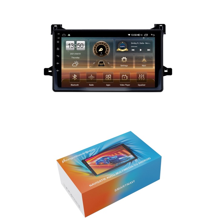 Navigatie SmartNavi cu Android Toyota Prius W5 dupa 2015, 4GB RAM, Radio GPS Dual Zone, Display HD QLED 9", Carplay si Android Auto, Wi-Fi si slot SIM 4G, Bluetooth, MirrorLink, USB