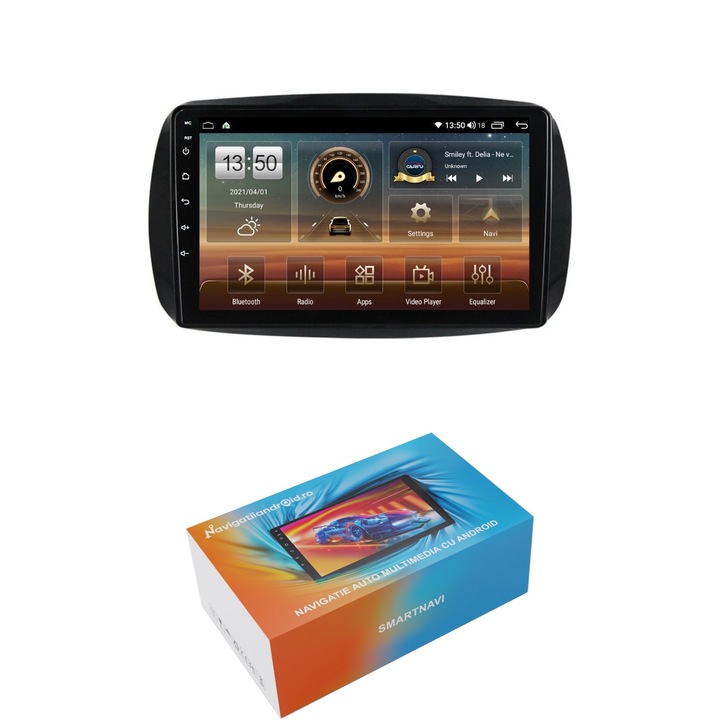 Navigatie SmartNavi cu Android Smart Forfour dupa 2014, 4GB RAM, Radio GPS Dual Zone, Display HD QLED 9", Carplay si Android Auto, Wi-Fi si slot SIM 4G, Bluetooth, MirrorLink, USB